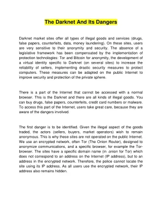 is it dangerous to download a guide on darknet markets